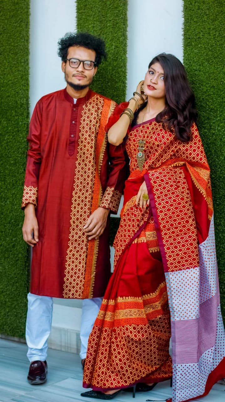 প্রিয়জনের সাথে মিলিয়ে ট্রেন্ডি শাড়ি-পাঞ্জাবি!